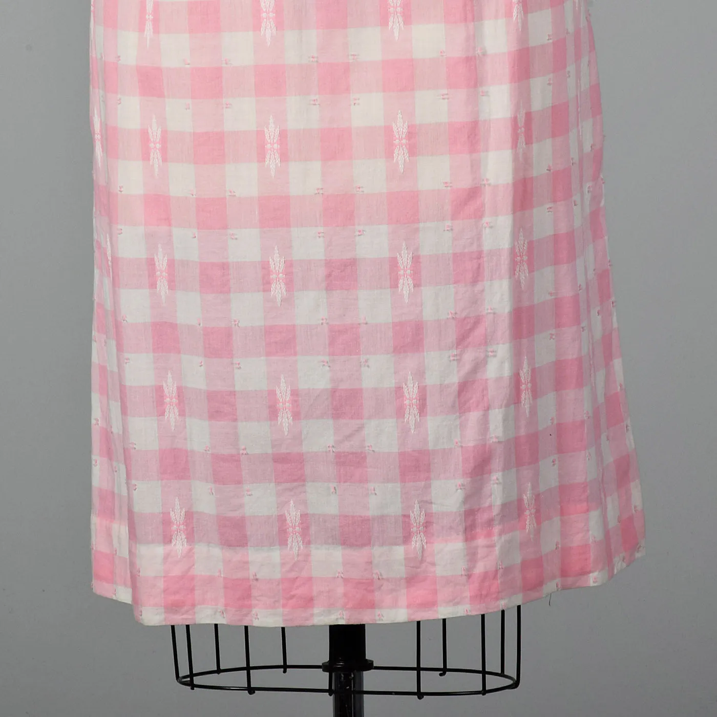 1950s Pink Gingham Pencil Dress