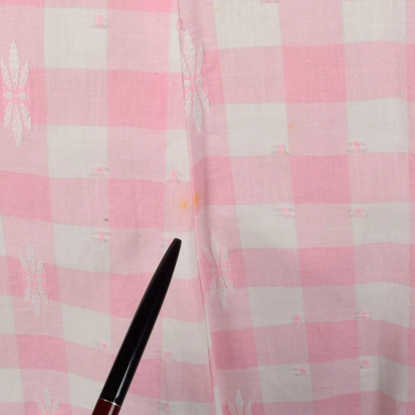 1950s Pink Gingham Pencil Dress