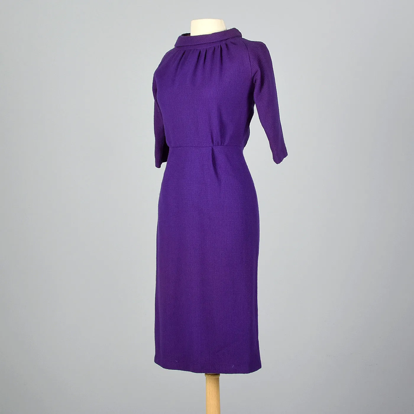 1950s Purple Knit Pencil Dress