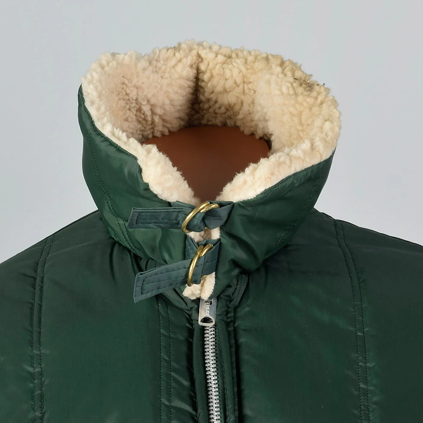 1960s Men's Green Satin Chore Coat