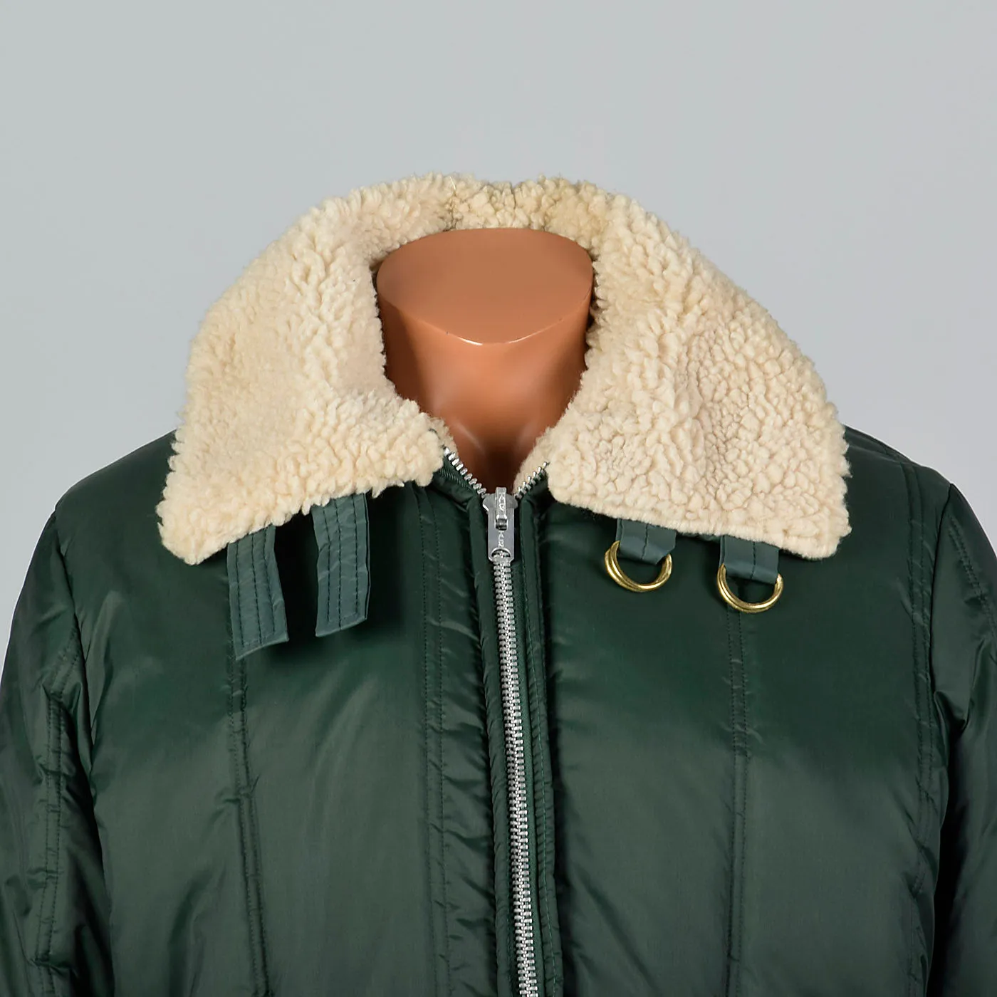 1960s Men's Green Satin Chore Coat