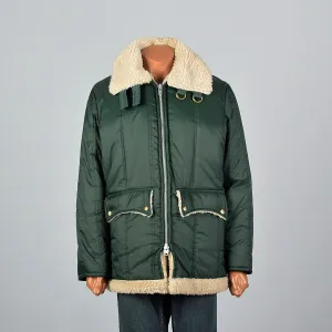 1960s Men's Green Satin Chore Coat