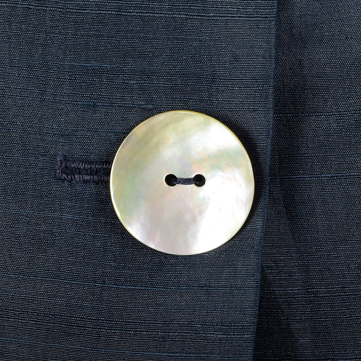 1960s Navy Blue Silk Skirt Suit with Mother of Pearl Buttons