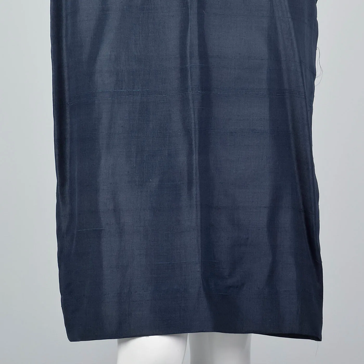 1960s Navy Blue Silk Skirt Suit with Mother of Pearl Buttons