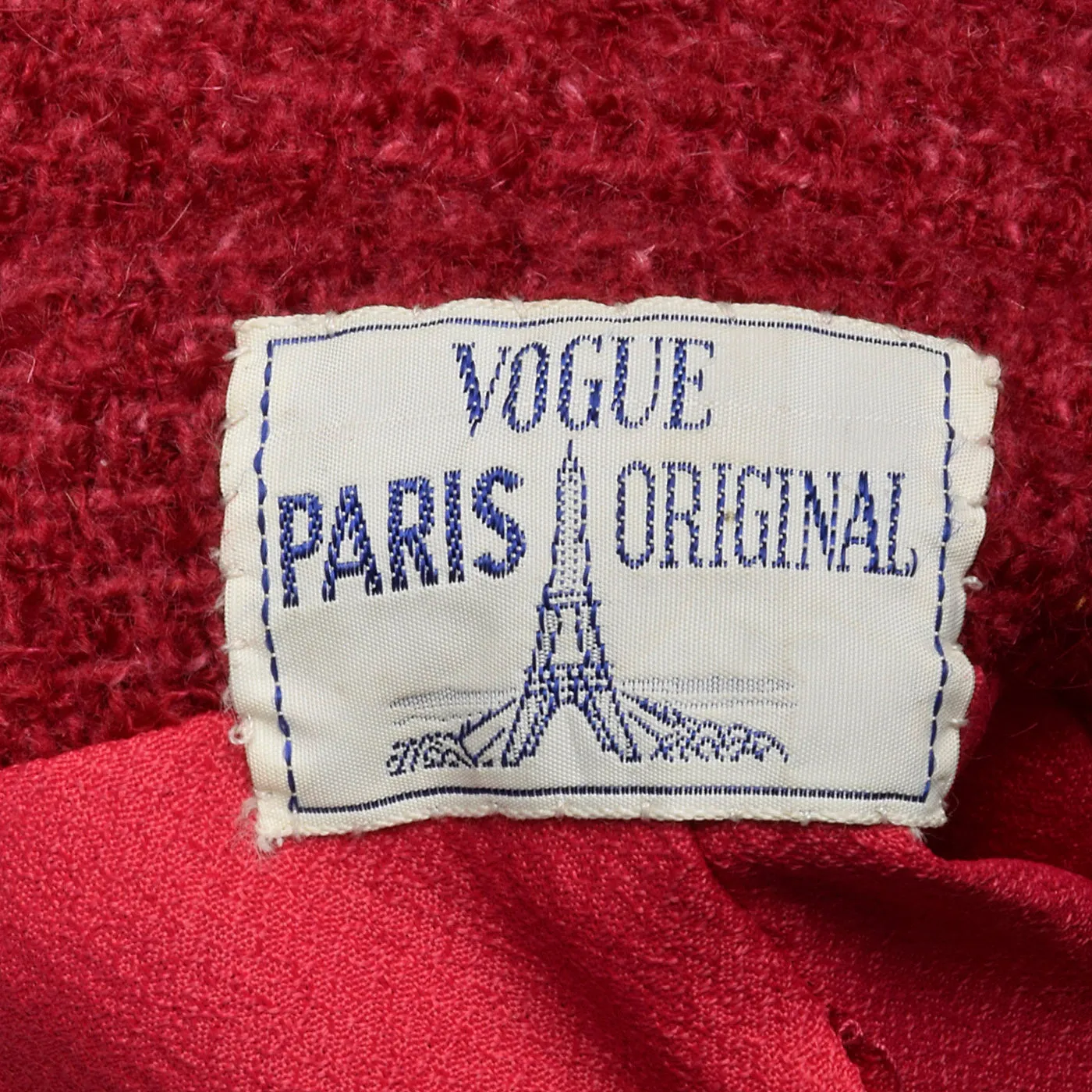 1960s Red Boucle Wool Skirt Suit