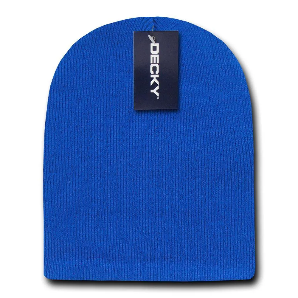 2 Pack Classic Decky Beanies Uncuffed Short Acrylic Skull Warm Winter Unisex