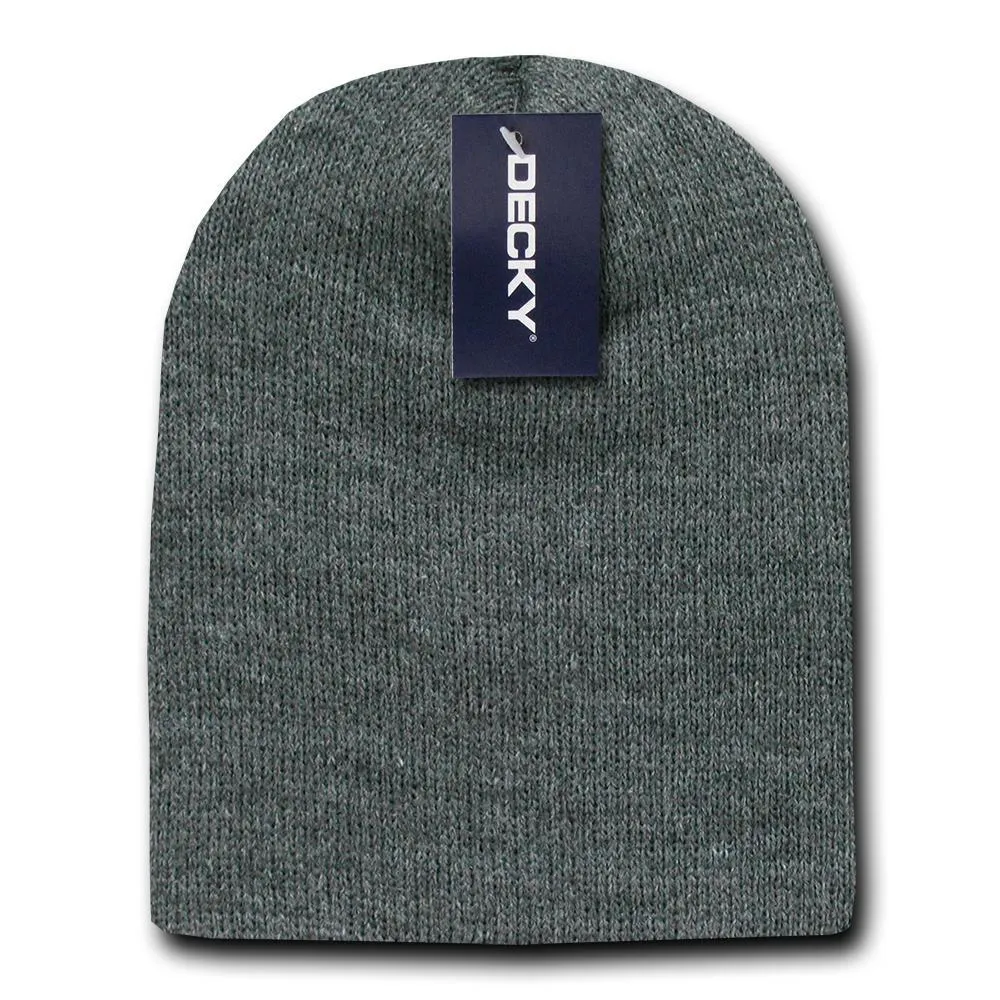 2 Pack Classic Decky Beanies Uncuffed Short Acrylic Skull Warm Winter Unisex