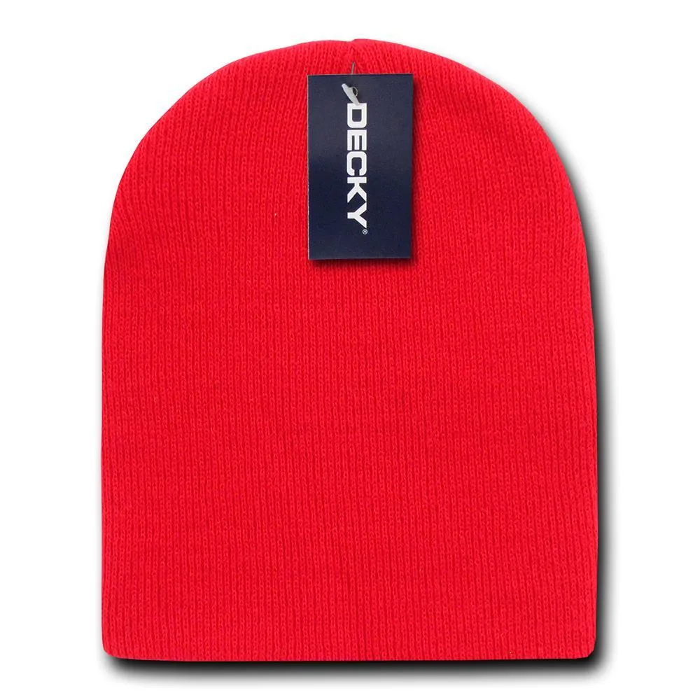 2 Pack Classic Decky Beanies Uncuffed Short Acrylic Skull Warm Winter Unisex