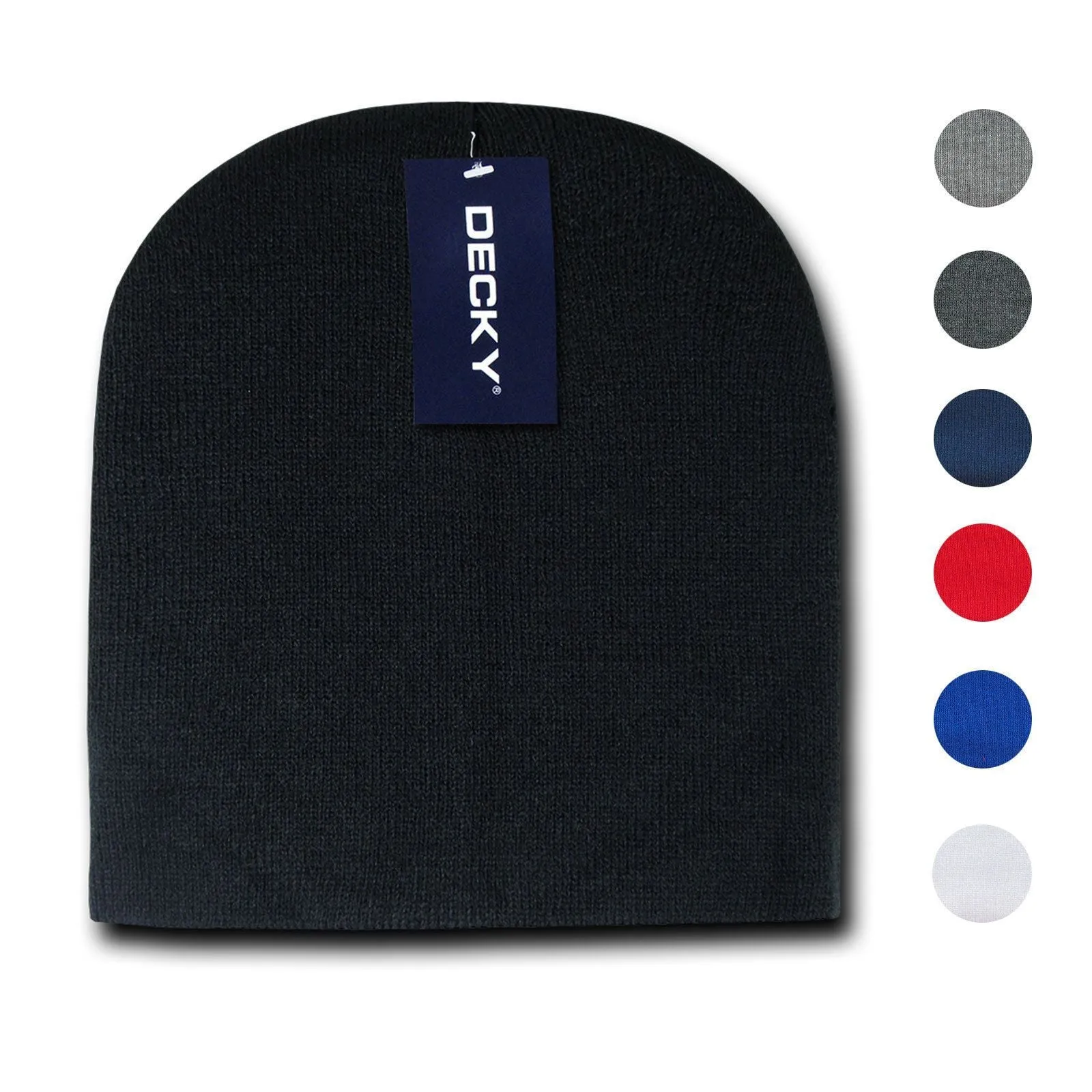 2 Pack Classic Decky Beanies Uncuffed Short Acrylic Skull Warm Winter Unisex