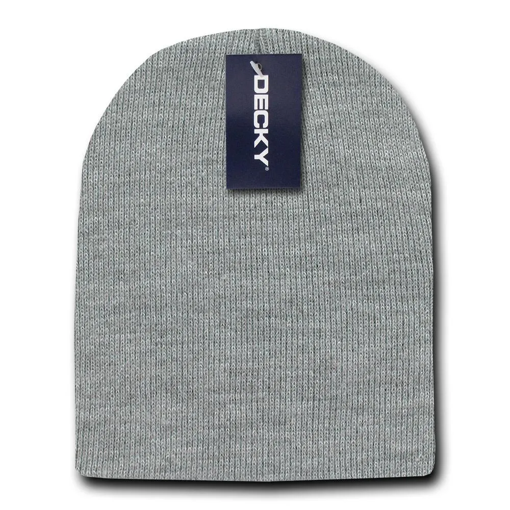 2 Pack Classic Decky Beanies Uncuffed Short Acrylic Skull Warm Winter Unisex