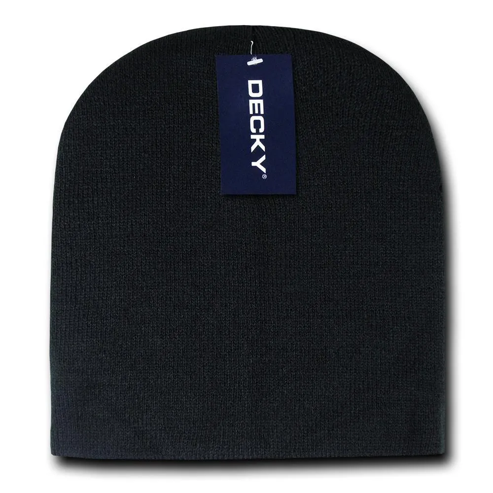 2 Pack Classic Decky Beanies Uncuffed Short Acrylic Skull Warm Winter Unisex