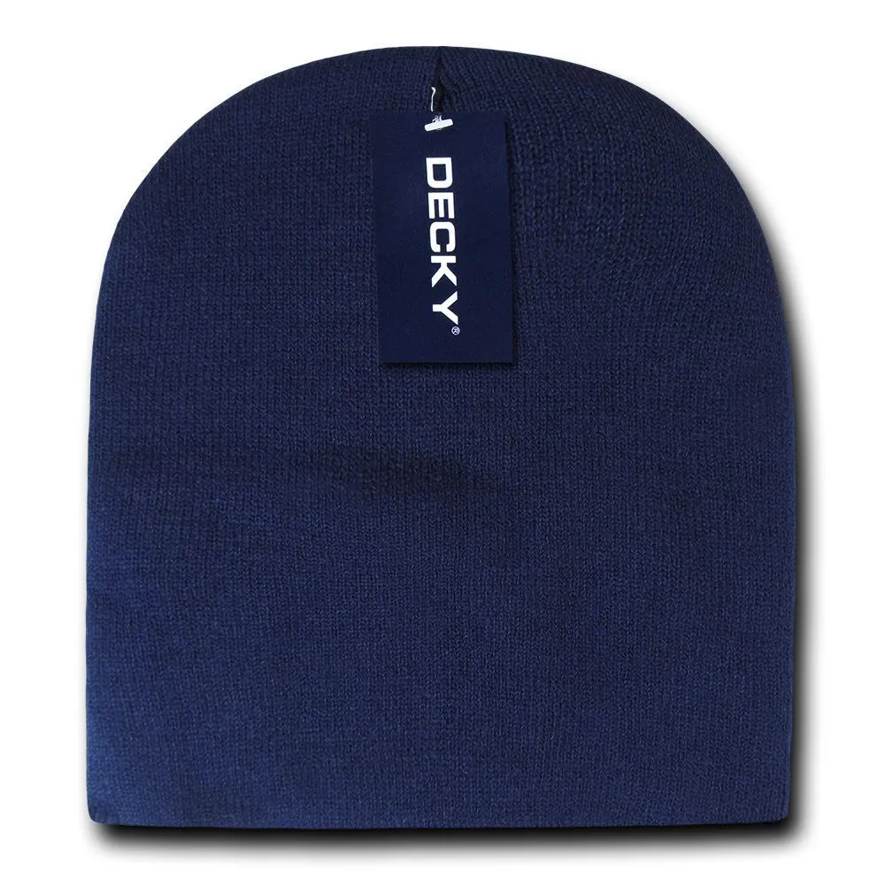 2 Pack Classic Decky Beanies Uncuffed Short Acrylic Skull Warm Winter Unisex