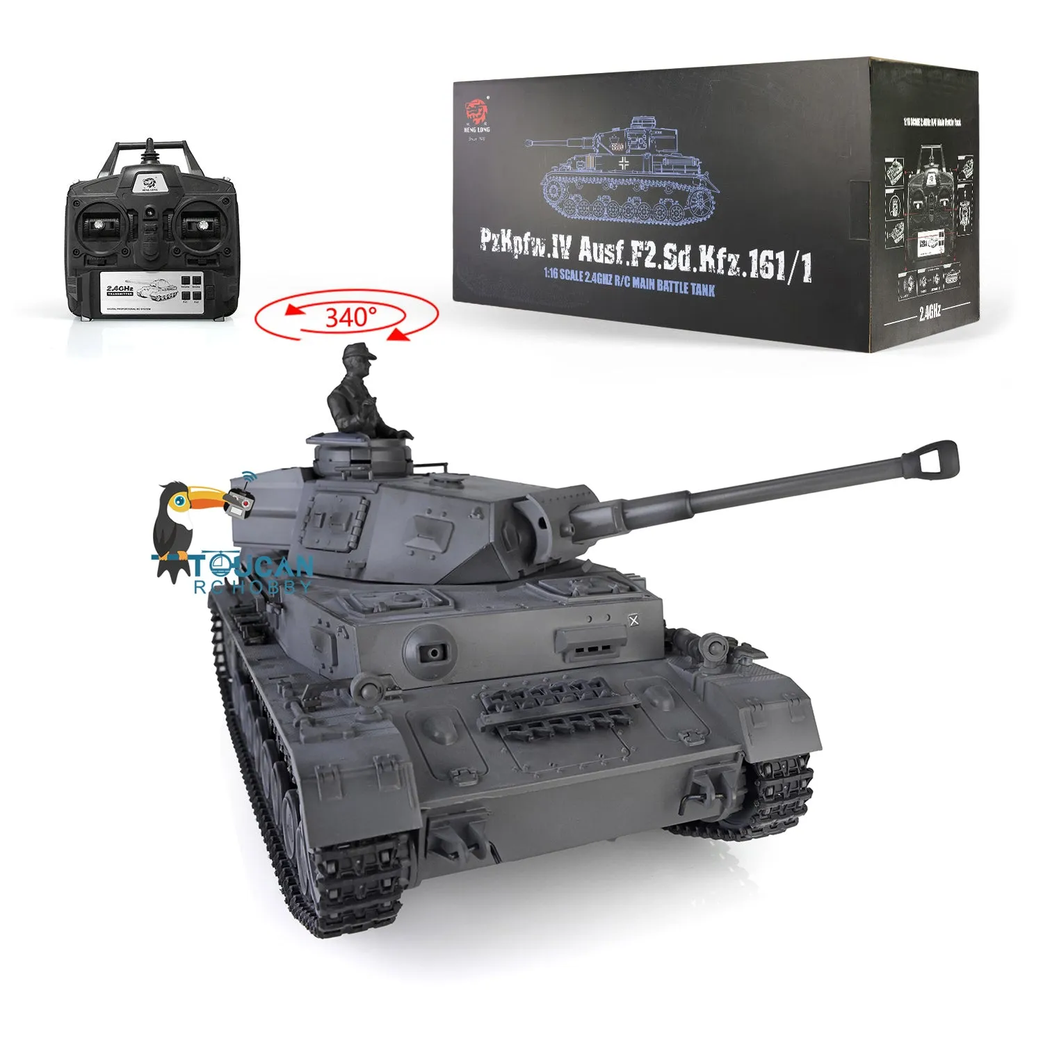 2.4G Henglong 1/16 Scale RC Tank 3859 Plastic German Panzer IV F2 RTR 7.0 Tank w/ Smoking Gearbox BB Shooting Road Wheels Tracks