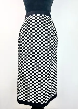 60s Mod Checkerboard Knit Pencil Skirt - AU8
