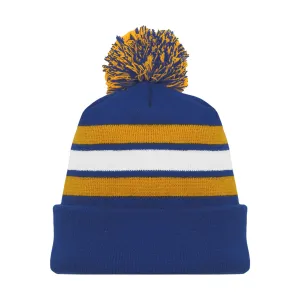 A1830-447 Royal/Gold/White Blank Hockey Beanie Hat