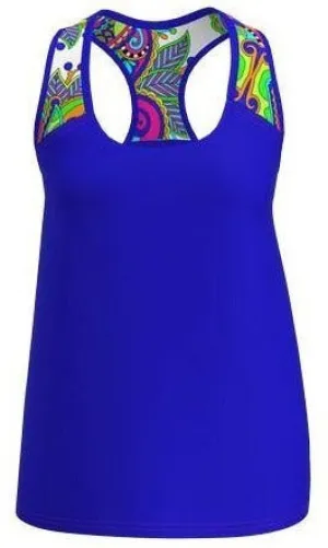 AB Sport Women's Royal Scarf Print Racerback Tennis Tank -ROYSCARF