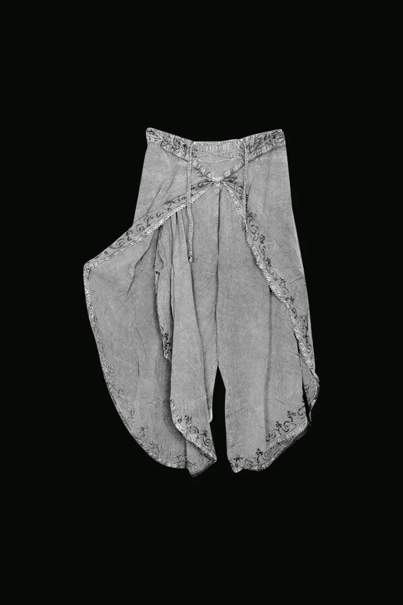 Acidwash Rayon Wrap Style Pants