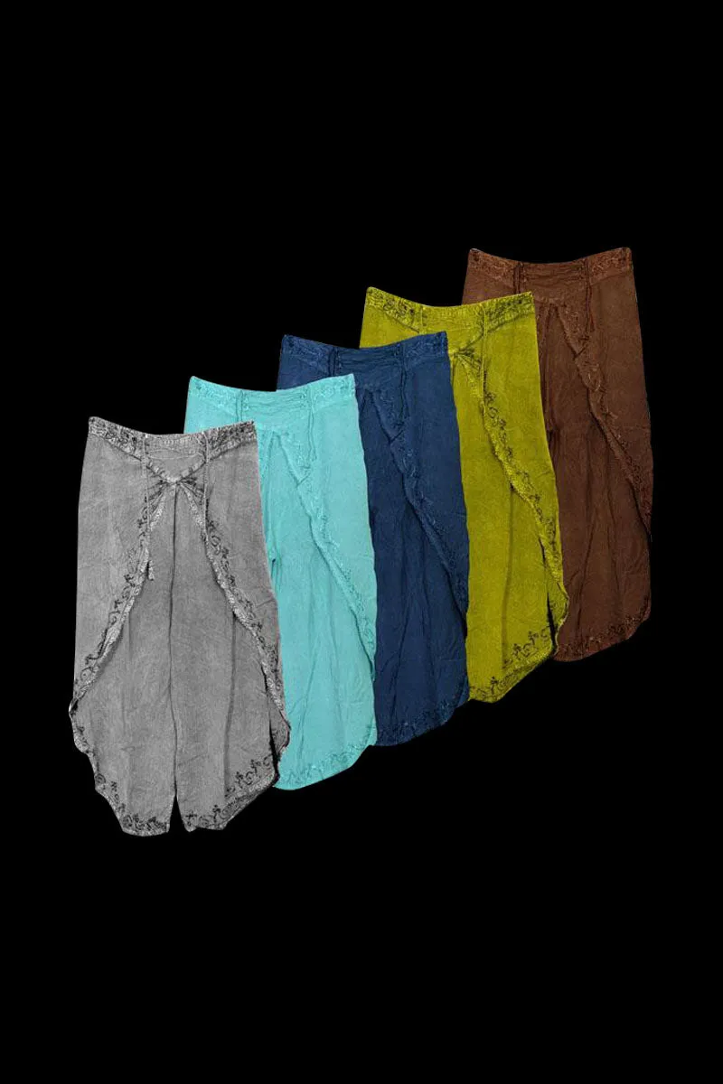 Acidwash Rayon Wrap Style Pants