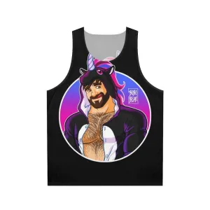 Adam Likes Unicorns Unisex Round Detail Tank Top