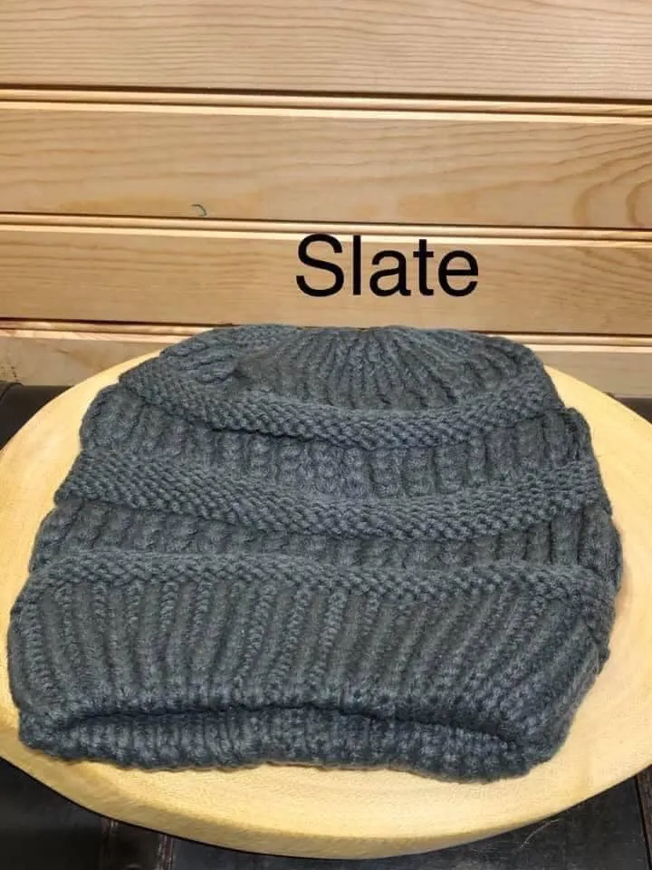 Adult Criss Cross Beanie - Slate