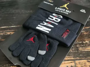 Air Jordan 2 Piece Gift Box Set Hat & Gloves Black/White Youth L-XL