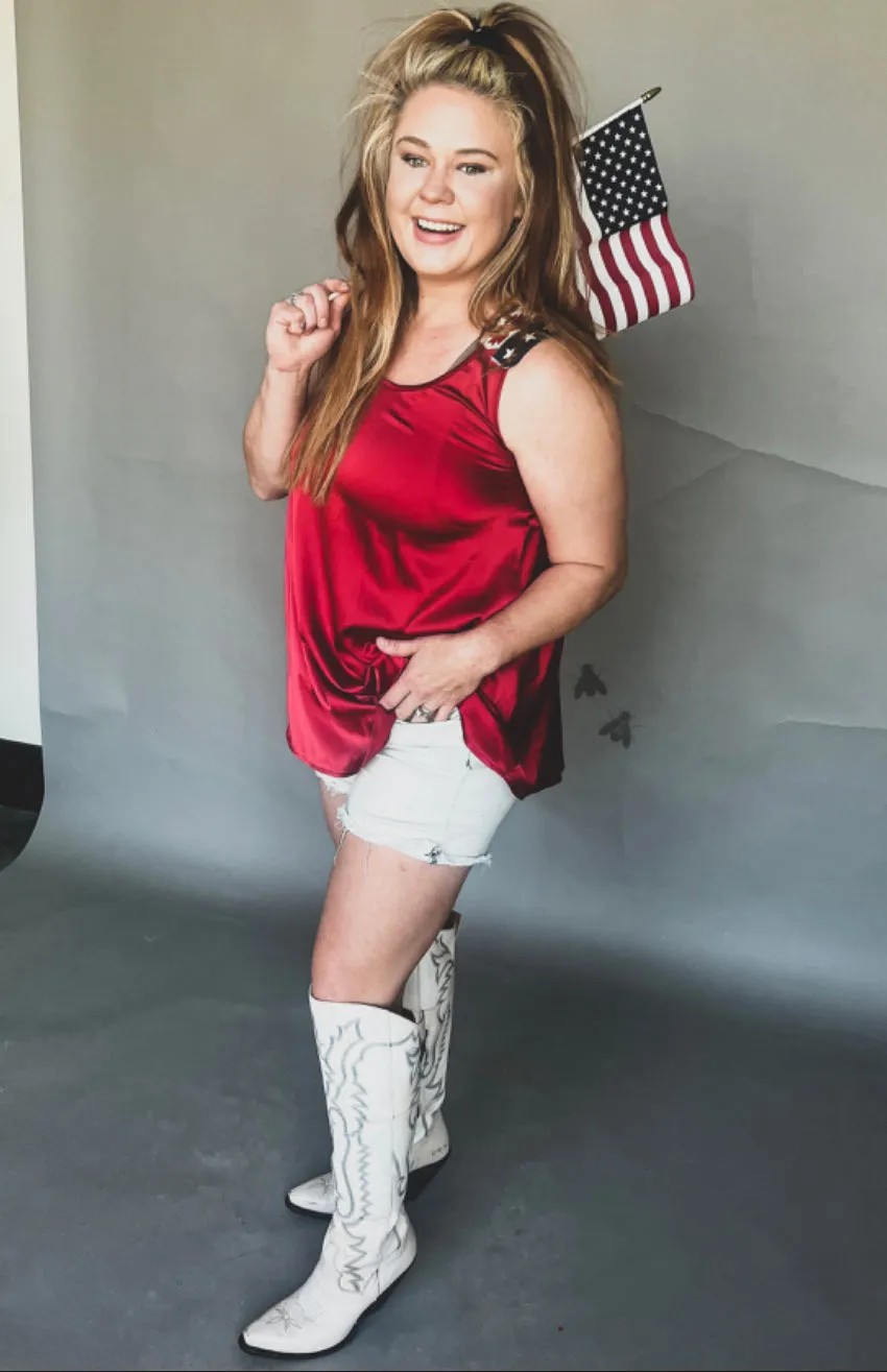 All American Girl Red Satin Tank