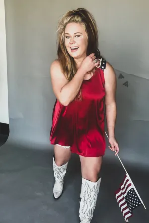 All American Girl Red Satin Tank