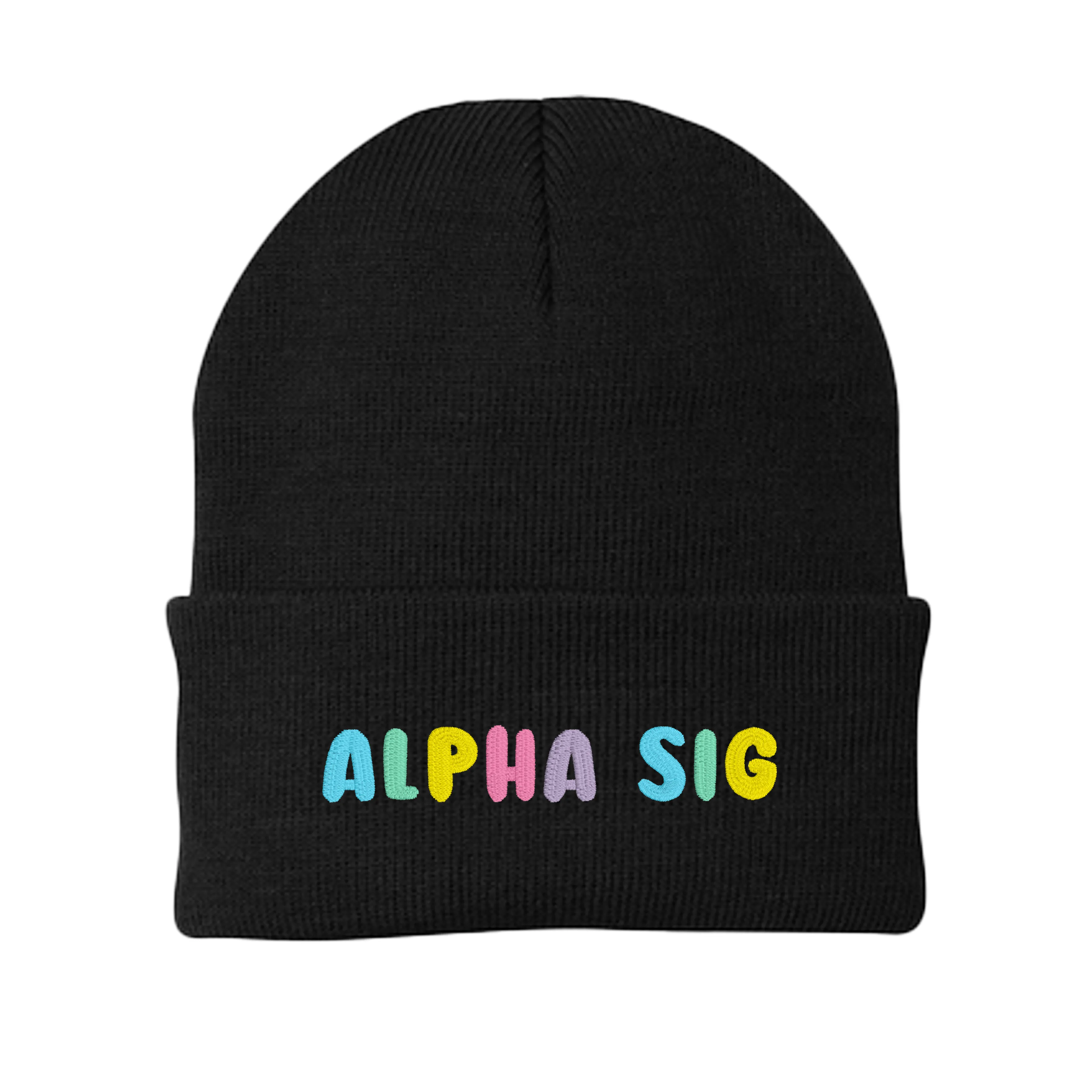 Alpha Sigma Alpha Bubble Embroidered Beanie - Alpha Sig Pastel