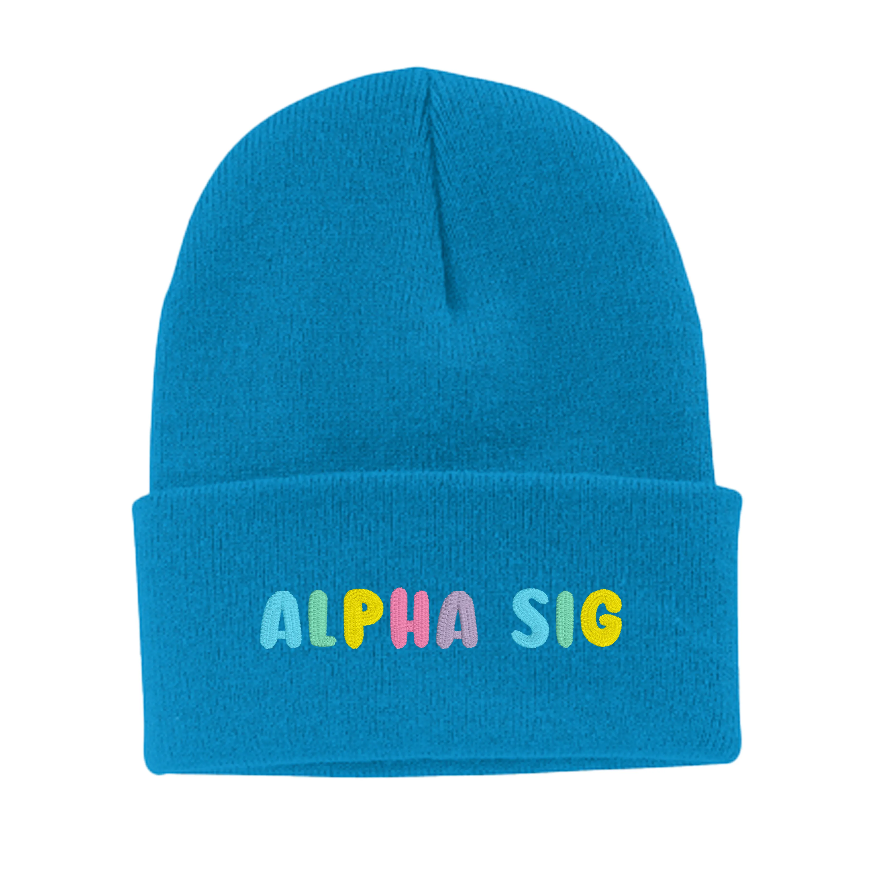 Alpha Sigma Alpha Bubble Embroidered Beanie - Alpha Sig Pastel