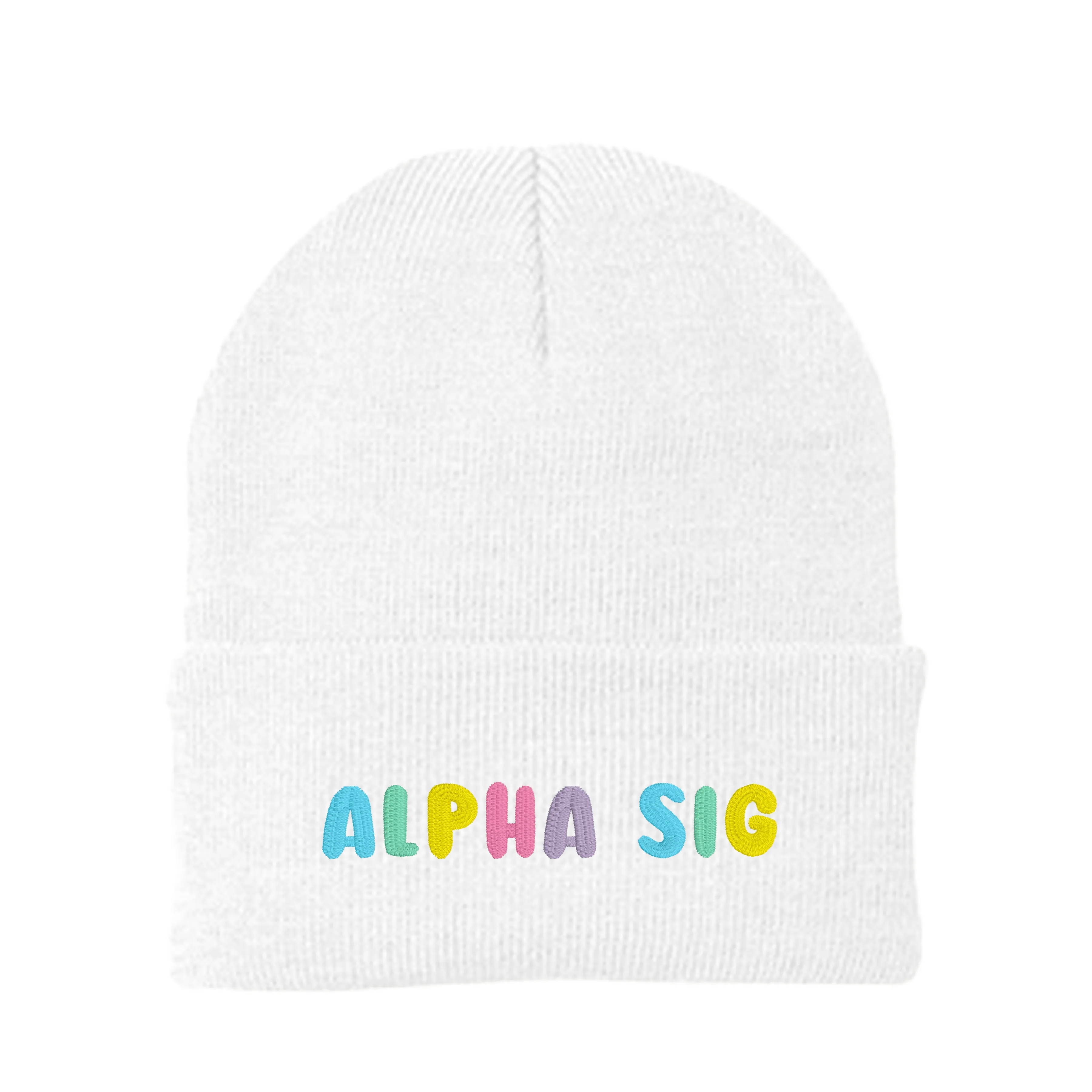 Alpha Sigma Alpha Bubble Embroidered Beanie - Alpha Sig Pastel