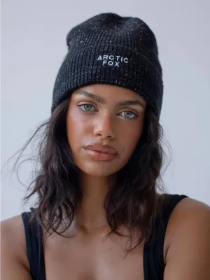 Arctic Fox Embroidered Wool Blend Beanie (Midnight)