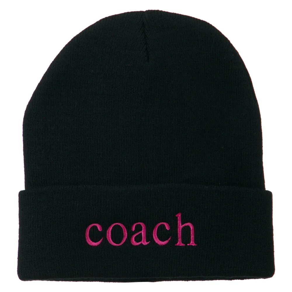 Athletic Coach Embroidered on Long Beanie