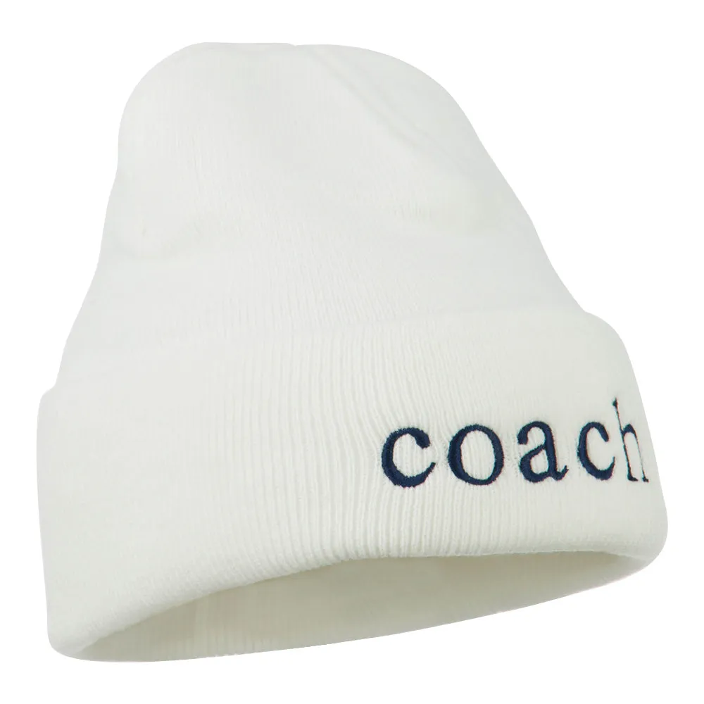 Athletic Coach Embroidered on Long Beanie
