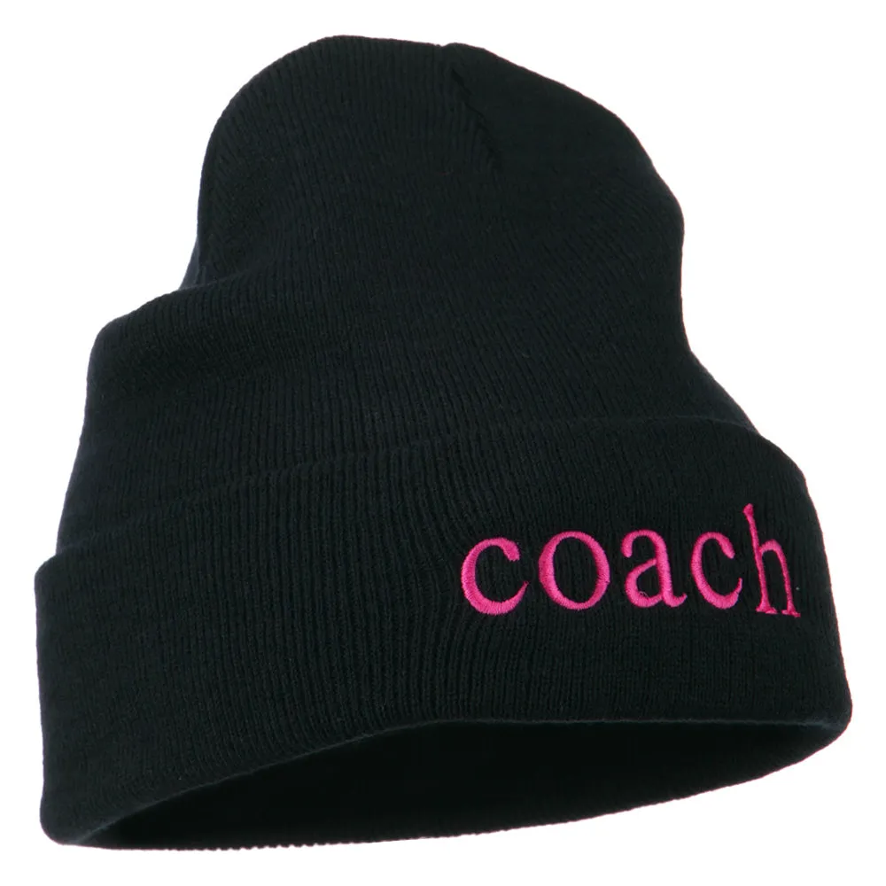 Athletic Coach Embroidered on Long Beanie