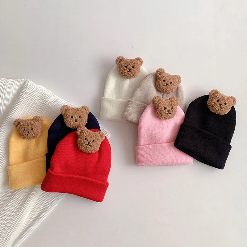 Baby Autumn Winter Beanie / Cute Bear Warm Crochet Hats For 0-3 Year