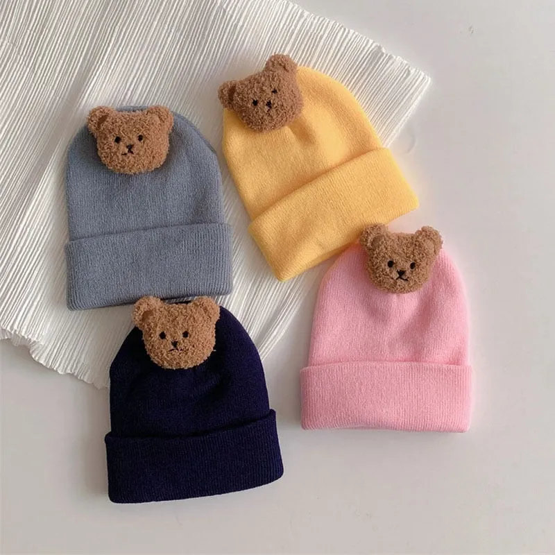 Baby Autumn Winter Beanie / Cute Bear Warm Crochet Hats For 0-3 Year