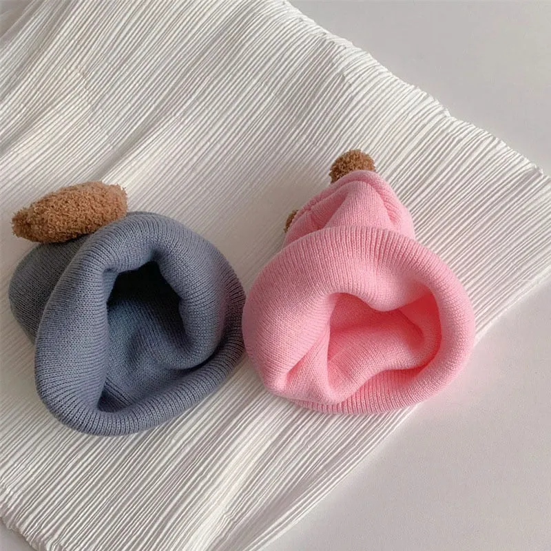 Baby Autumn Winter Beanie / Cute Bear Warm Crochet Hats For 0-3 Year