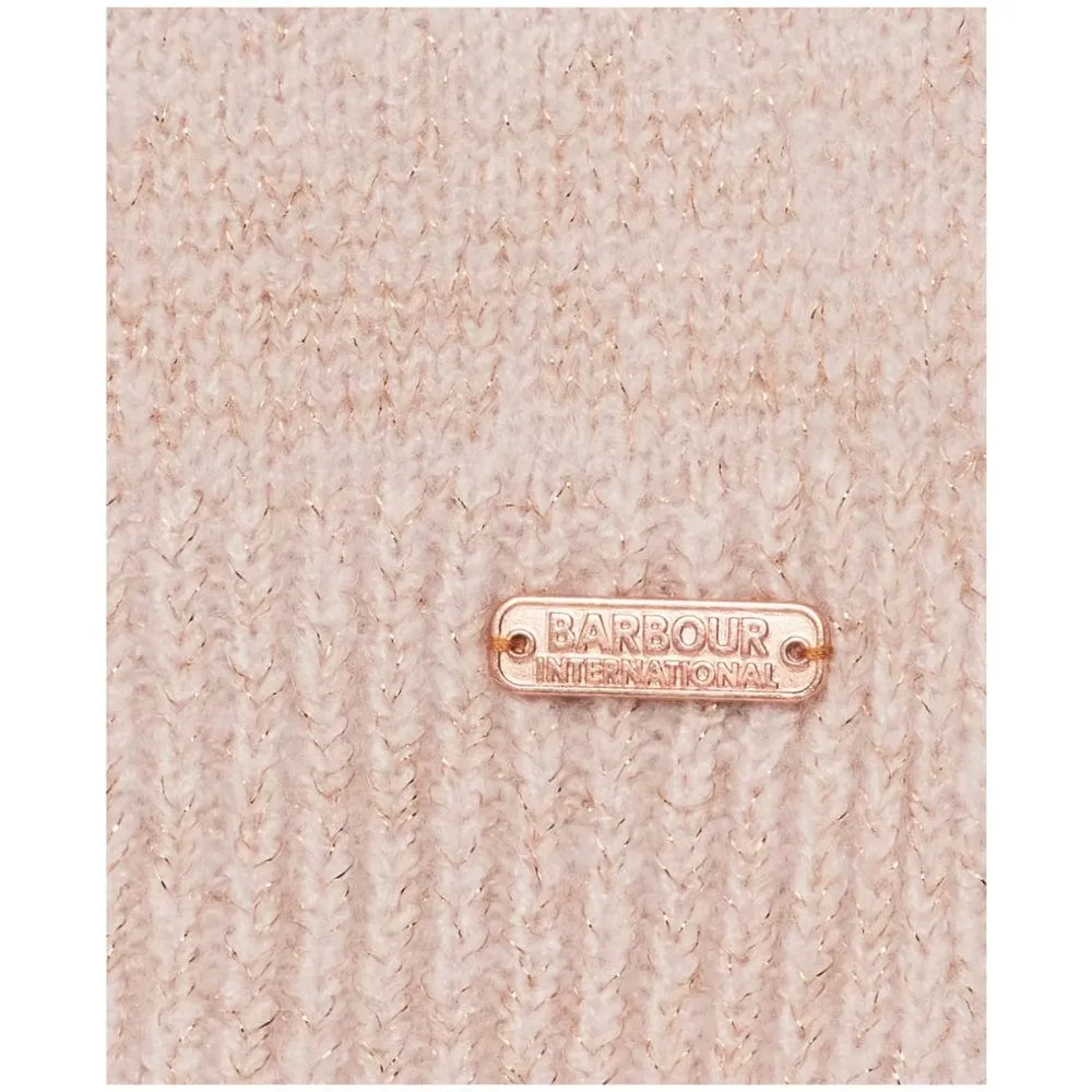 Barbour International Sparkle Beanie And Scarf Gift Set In Pink