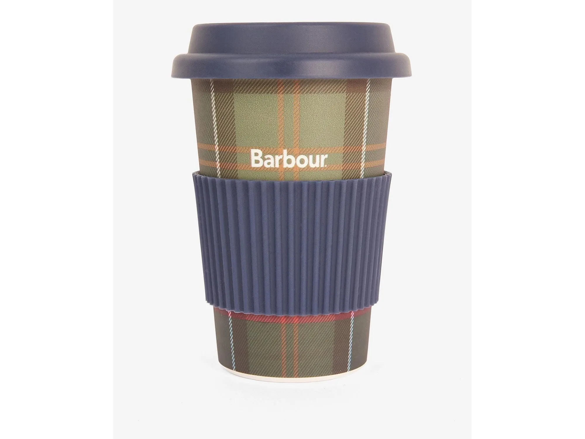 Barbour Travel Mug Gift Set In Navy & Classic Tartan