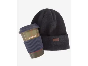 Barbour Travel Mug Gift Set In Navy & Classic Tartan
