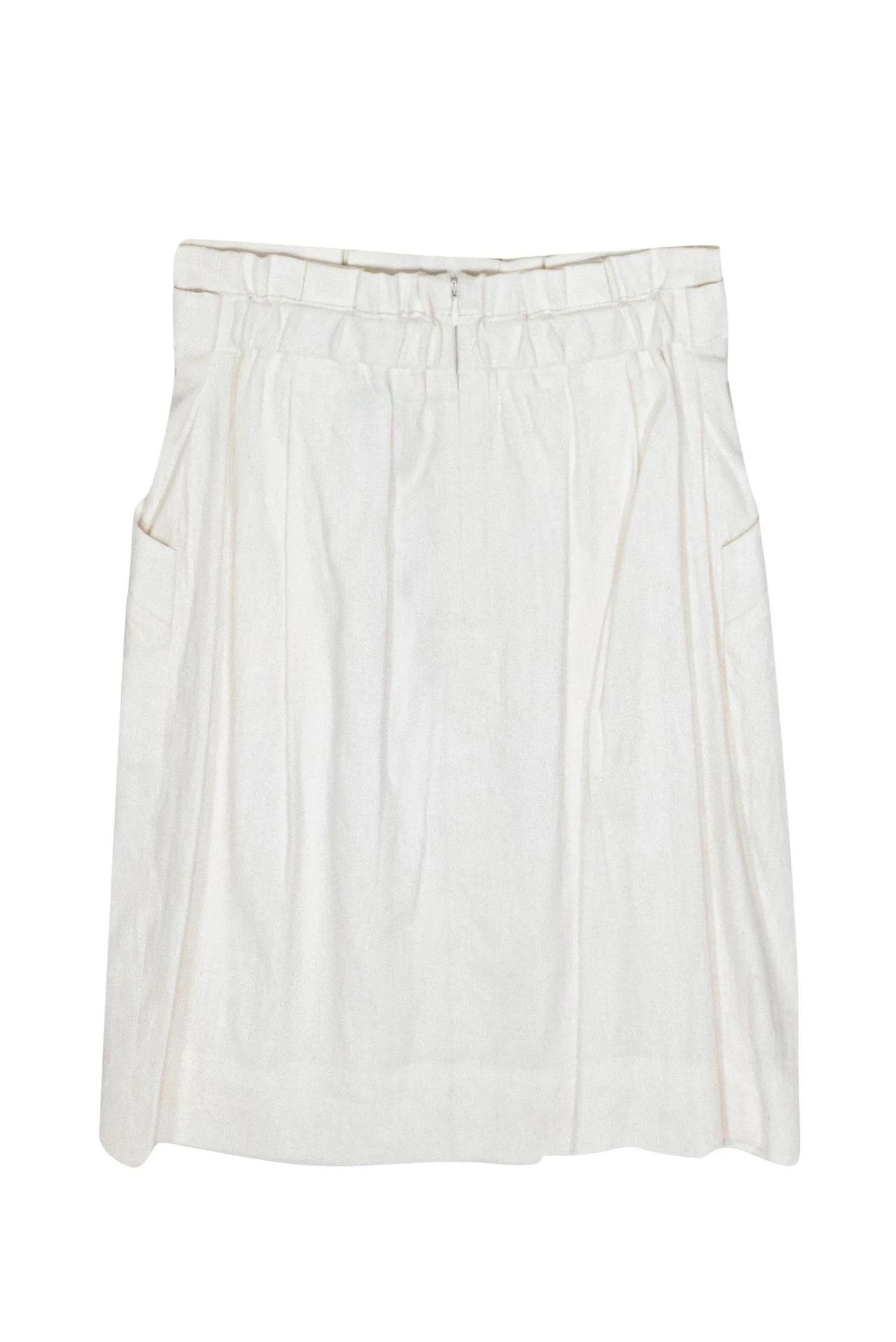 BCBG Max Azria - White Pleated Pencil Skirt w/ Buttons Sz 2