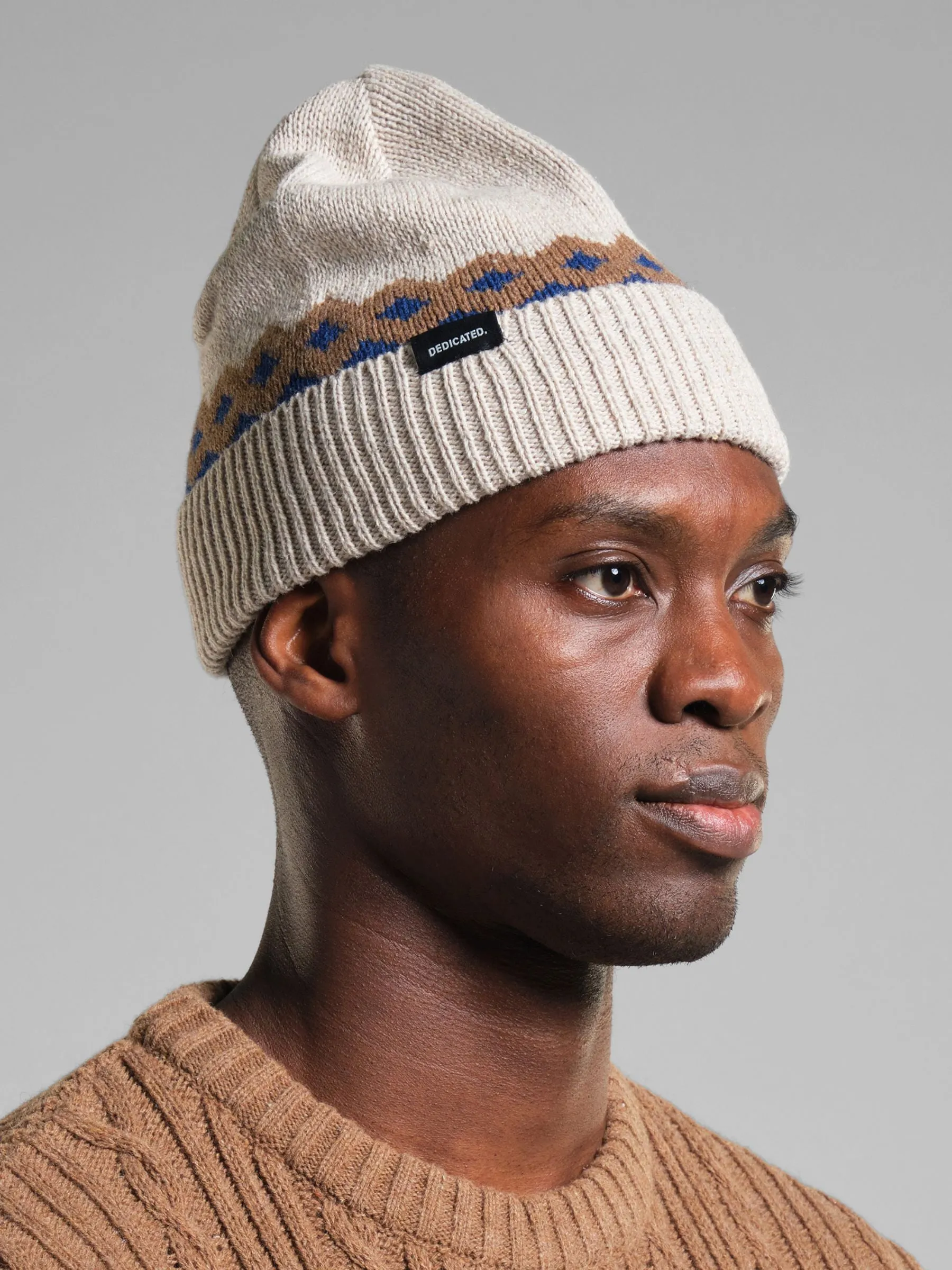 Beanie Hemavan WoolFair Isle Pearl White | Dedicated