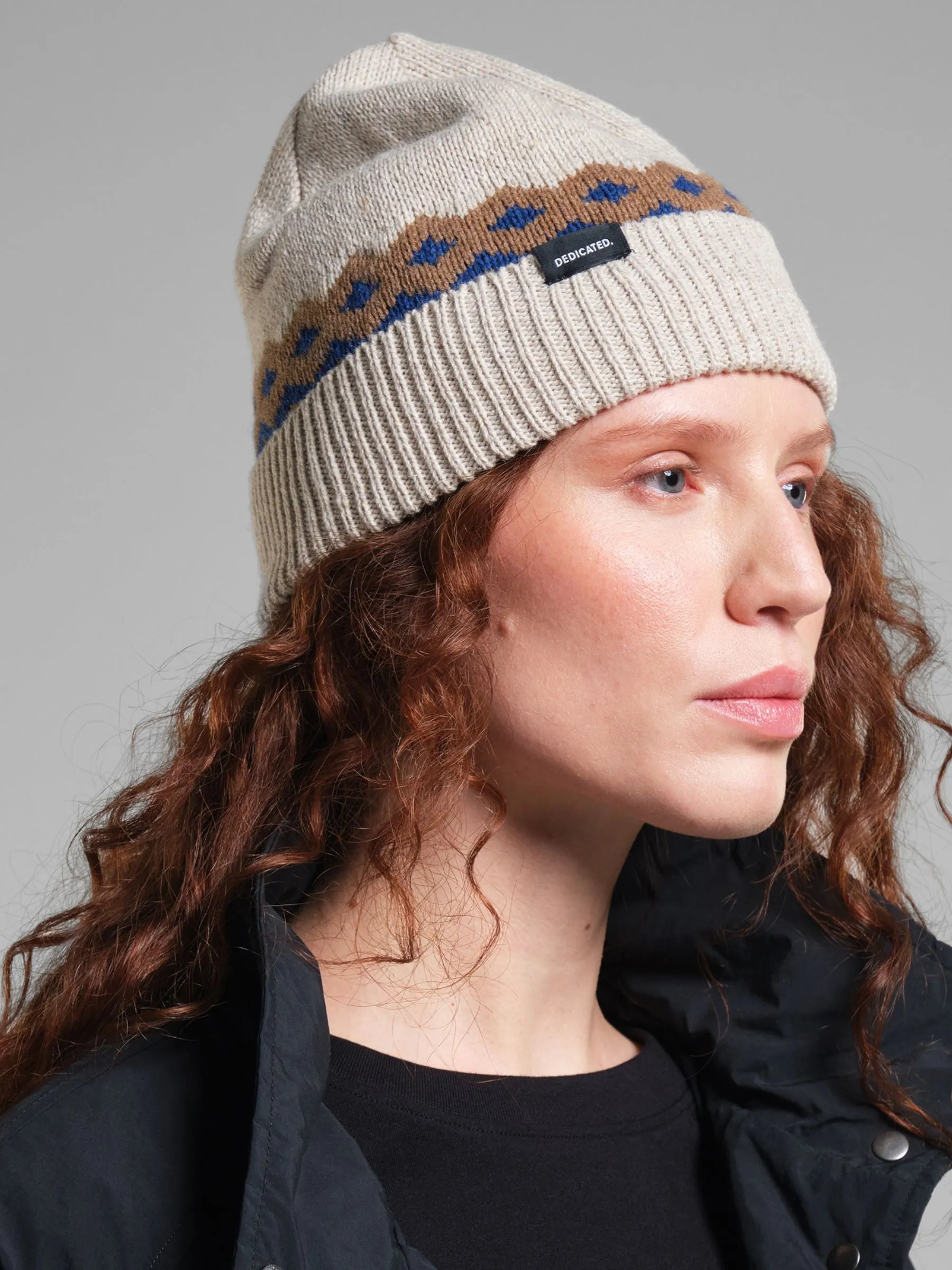 Beanie Hemavan WoolFair Isle Pearl White | Dedicated