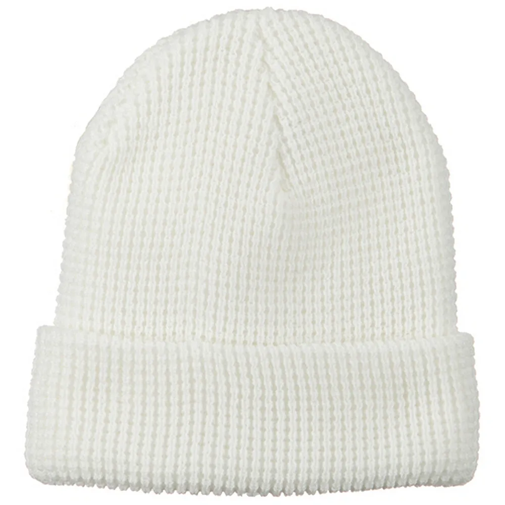 Big Stretch Waffle Stitch Cuff Beanie