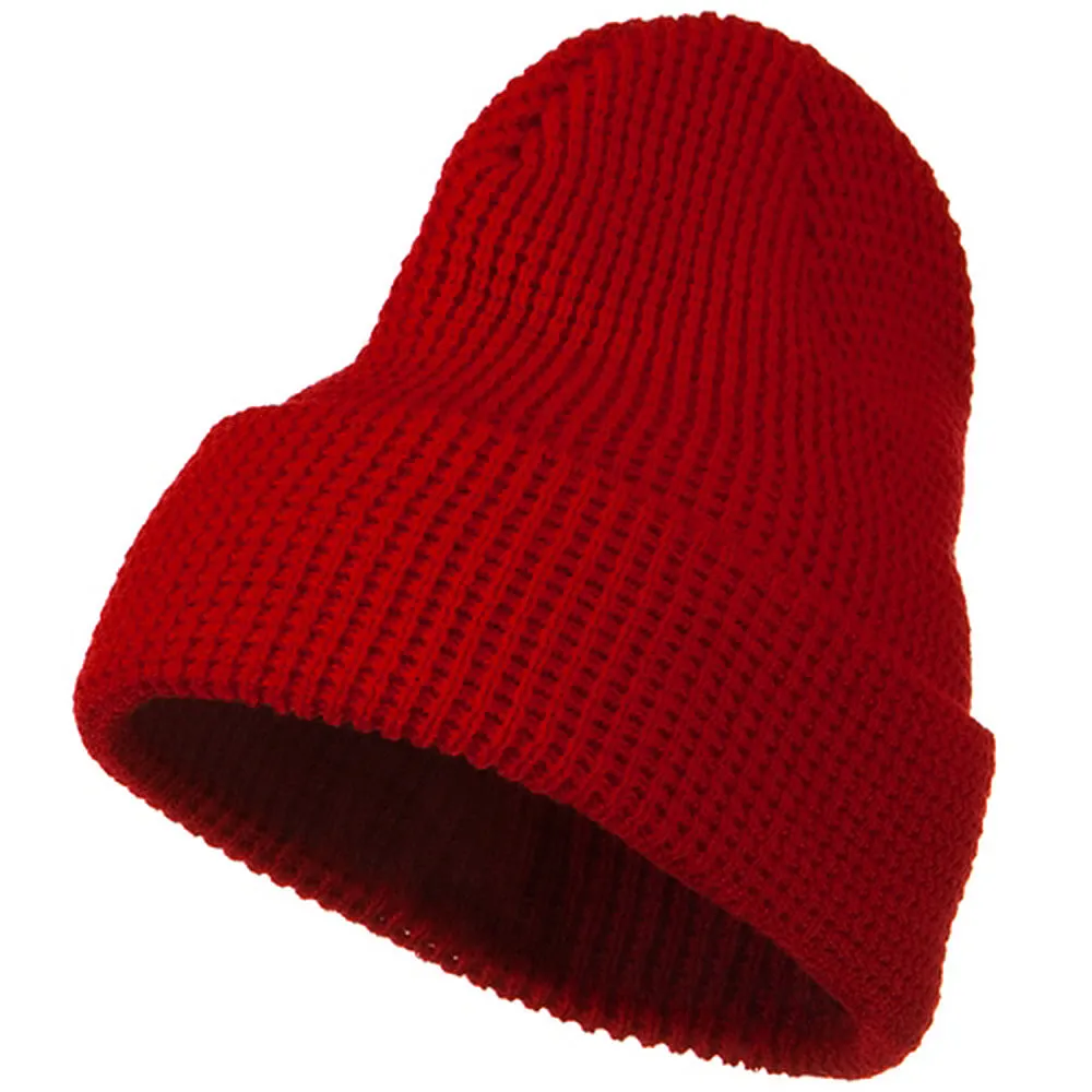 Big Stretch Waffle Stitch Cuff Beanie