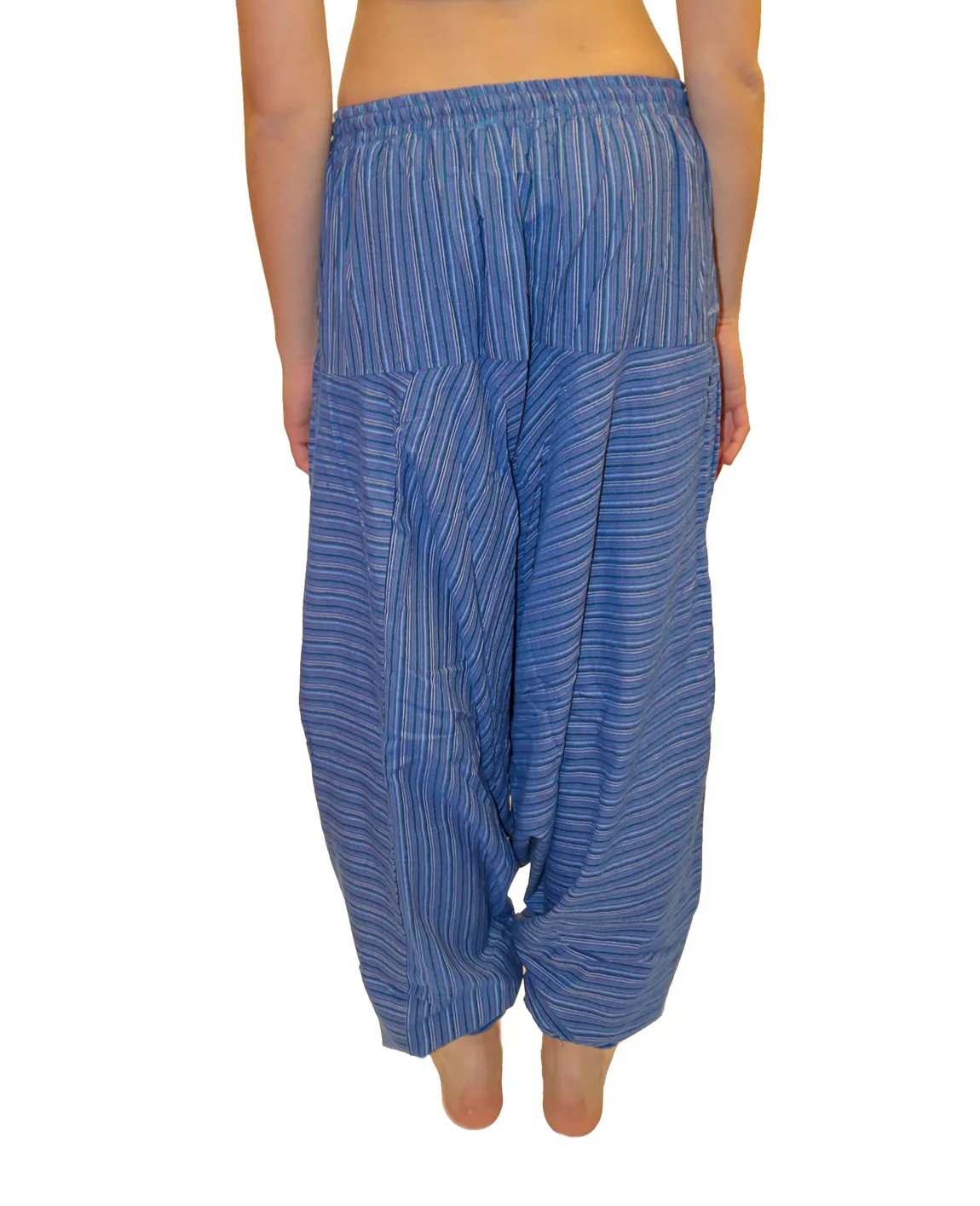 Blue Striped Cotton Harem Pants