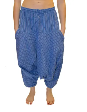 Blue Striped Cotton Harem Pants