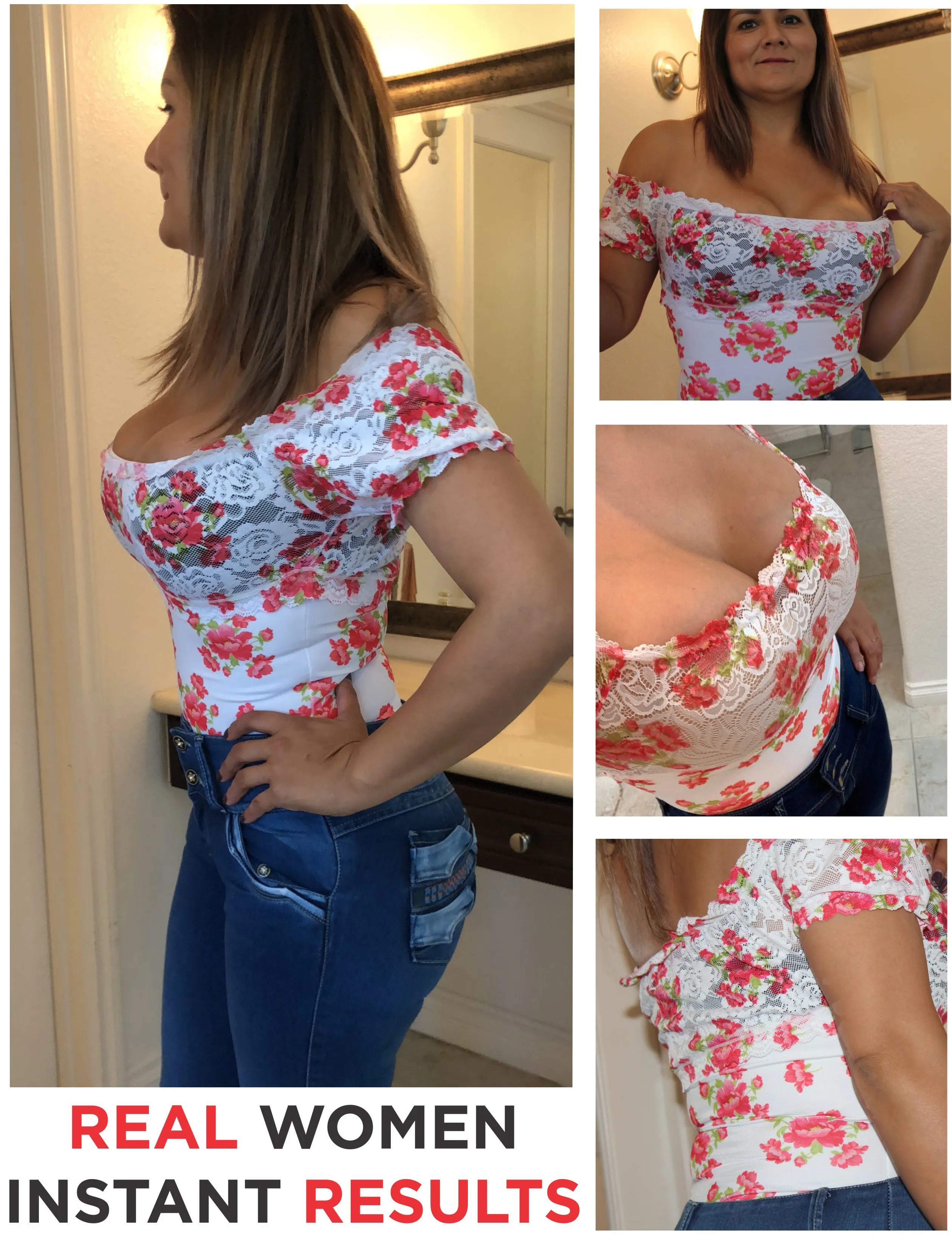 Bodysuit Shaper Blusa Faja  Rosas