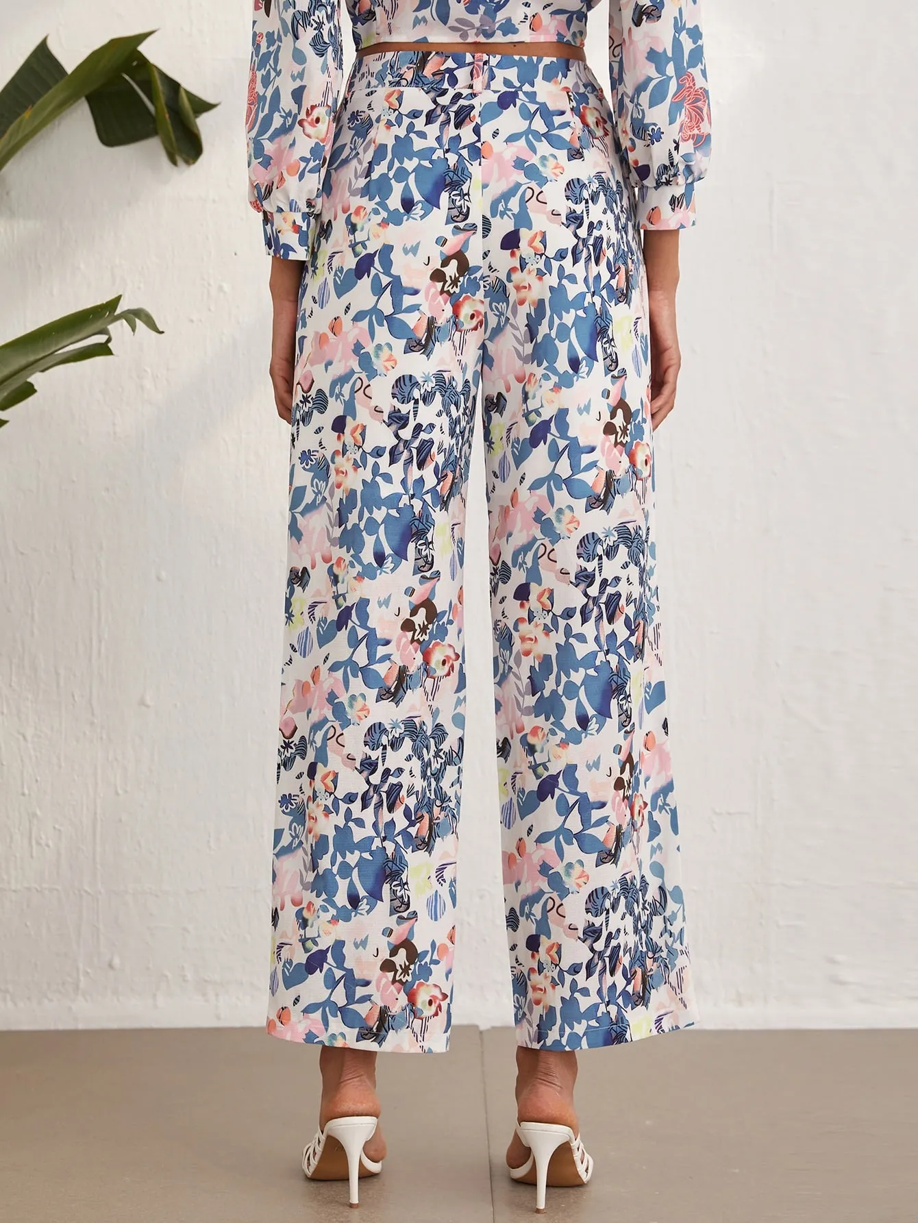 Boho Floral Zipper High Waist Long Women Pants