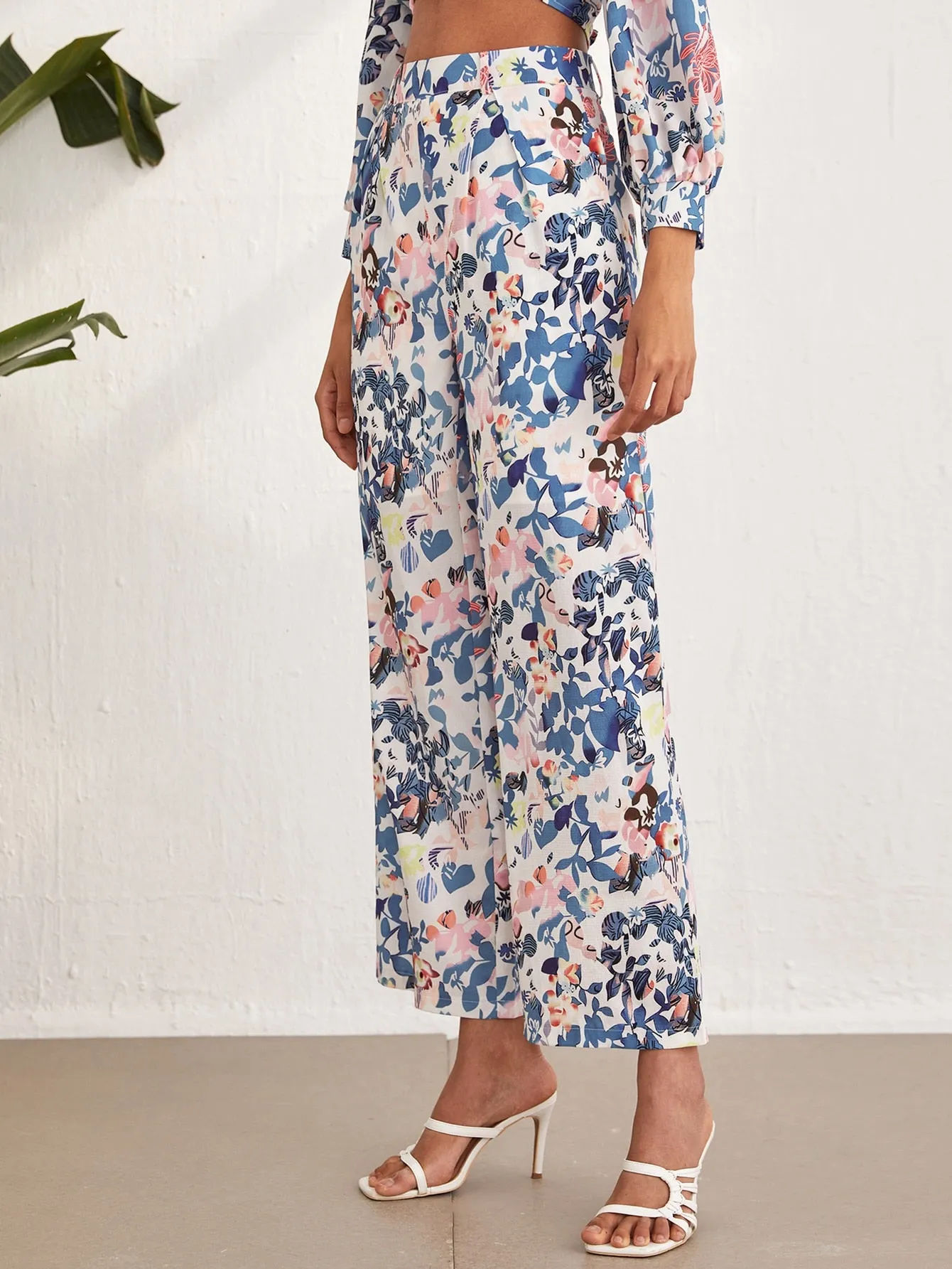 Boho Floral Zipper High Waist Long Women Pants